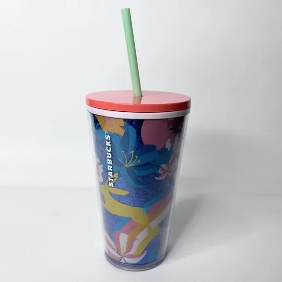 Starbucks | Kitchen | Starbucks Straw Cup Tumbler Spring 22 16oz With Straw  Bunny Glitter Floral | Poshmark